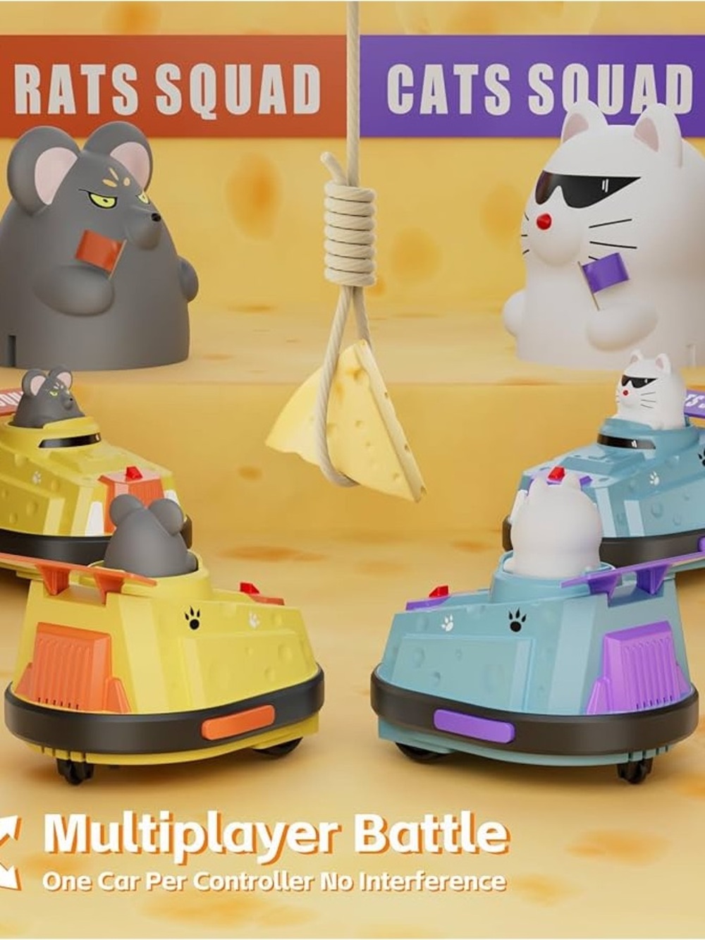 Cats vs Rats Multiplayer Battle Toy Cars - Yellow & Blue